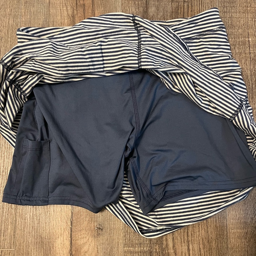 Toad & Co. navy striped skirt with shorts